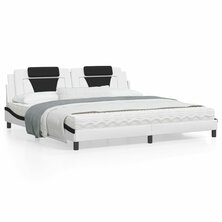 Bed met matras kunstleer wit en zwart 200x200 cm 8721012353060