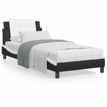 Bed met matras kunstleer zwart en wit 80x200 cm