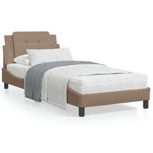 Bed met matras kunstleer cappuccinokleurig 90x190 cm