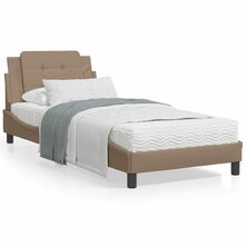 Bed met matras kunstleer cappuccinokleurig 90x200 cm