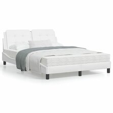 Bed met matras kunstleer wit 140x190 cm