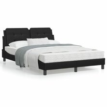 Bed met matras kunstleer zwart 140x200 cm