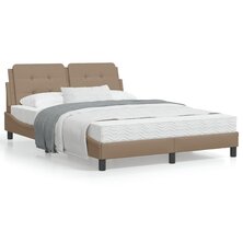 Bed met matras kunstleer cappuccinokleurig 140x200 cm