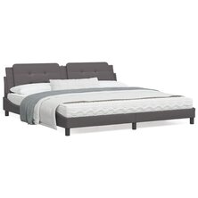 Bed met matras kunstleer grijs 200x200 cm