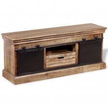 Tv-meubel met 2 schuifdeuren 110x30x45 cm massief mangohout