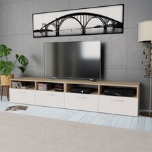 Tv-meubels 2 st 95x35x36 cm bewerkt hout eikenkleurig en wit