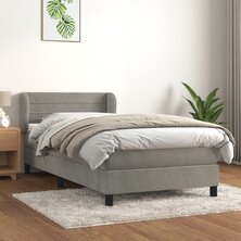 Boxspring met matras fluweel lichtgrijs 80x200 cm 8720287413936