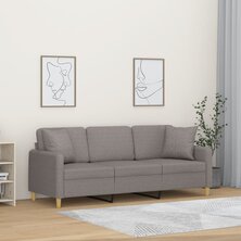 Driezitsbank met sierkussens 180 cm stof taupe