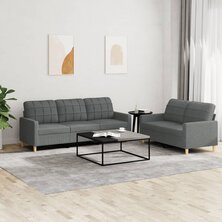 2-delige Loungeset met kussens stof donkergrijs