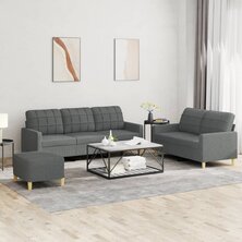 3-delige Loungeset met kussens stof donkergrijs 8721012062825