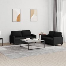 2-delige loungeset met kussens stof zwart 8721012064157