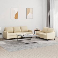 2-delige Loungeset met kussens stof cr&egrave;mekleurig 8721012064294