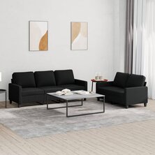 2-delige loungeset met kussens stof zwart 8721012064317