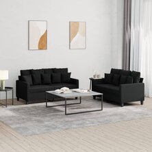 2-delige loungeset met kussens stof zwart 8721012066199