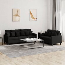 2-delige loungeset met kussens stof zwart 8721012066359