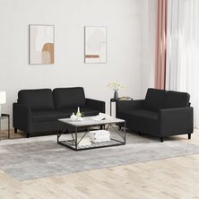 2-delige Loungeset met kussens kunstleer zwart 8721012067172