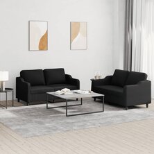 2-delige loungeset met kussens stof zwart 8721012067738