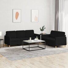 2-delige loungeset met kussens stof zwart