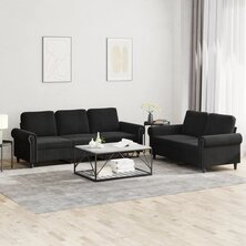 2-delige Loungeset met kussens fluweel zwart 8721012072220