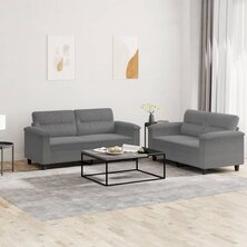 2-delige Loungeset met kussens microvezelstof donkergrijs 8721012072831