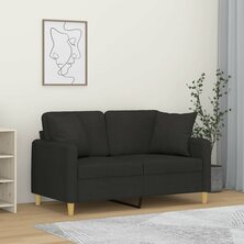 Tweezitsbank met sierkussens 120 cm stof zwart