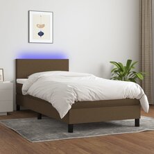 Boxspring met matras en LED stof donkerbruin 80x200 cm