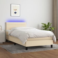 Boxspring met matras en LED stof cr&egrave;mekleurig 80x200 cm