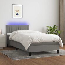 Boxspring met matras en LED stof donkergrijs 80x200 cm