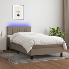 Boxspring met matras en LED stof taupe 80x200 cm