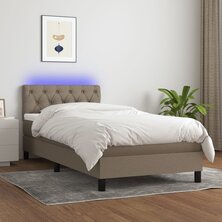 Boxspring met matras en LED stof taupe 80x200 cm