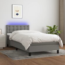 Boxspring met matras en LED stof donkergrijs 80x200 cm