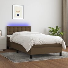 Boxspring met matras en LED stof donkerbruin 80x200 cm