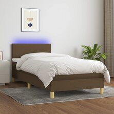 Boxspring met matras en LED stof donkerbruin 80x200 cm