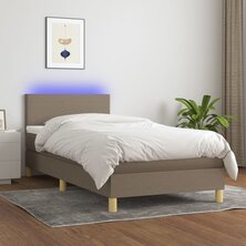 Boxspring met matras en LED stof taupe 80x200 cm