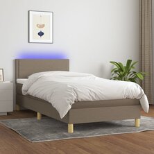 Boxspring met matras en LED stof taupe 80x200 cm