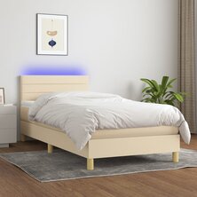 Boxspring met matras en LED stof cr&egrave;mekleurig 80x200 cm