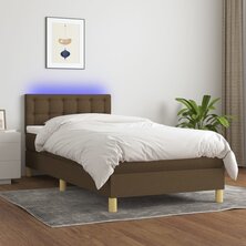 Boxspring met matras en LED stof donkerbruin 80x200 cm