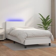 Boxspring met matras en LED kunstleer wit 80x200 cm