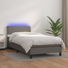 Boxspring met matras en LED kunstleer grijs 80x200 cm