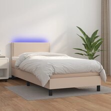 Boxspring met matras en LED kunstleer cappuccinokleur 80x200 cm 8720287376583