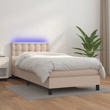 Boxspring met matras en LED kunstleer cappuccinokleur 80x200 cm 8720287377184