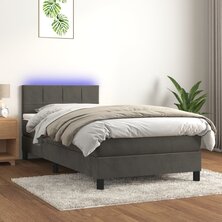 Boxspring met matras en LED fluweel donkergrijs 90x200 cm