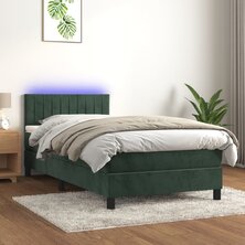 Boxspring met matras en LED fluweel donkergroen 80x200 cm