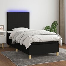 Boxspring met matras en LED stof zwart 80x200 cm