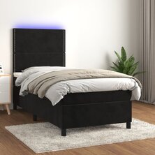 Boxspring met matras en LED fluweel zwart 80x200 cm 8720287395553