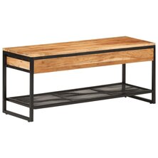 Schoenenbankje 110x35x45 cm massief acaciahout en ijzer