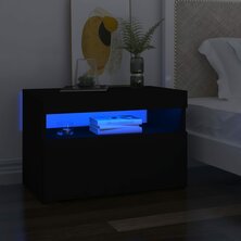 Nachtkastje met LED-verlichting 60x35x40 cm bewerkt hout zwart