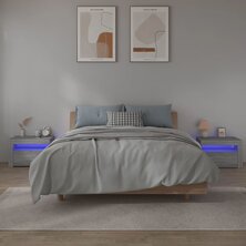 Nachtkastje 2 st met LED-verlichting 60x35x40 cm grijs sonoma