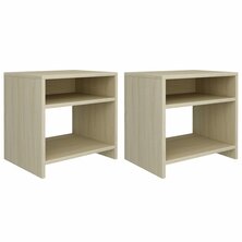 Nachtkastjes 2 st 40x30x40 cm bewerkt hout sonoma eikenkleurig