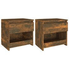 Nachtkastjes 2 st 40x30x39 cm bewerkt hout gerookt eikenkleurig